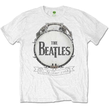 Picture of Beatles Adult T-Shirt: Drum Skin Logo 66 Tour - White