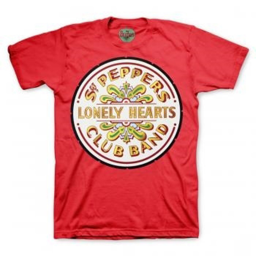 Picture of Beatles Adult T-Shirt: Sgt Pepper Seal (Red)