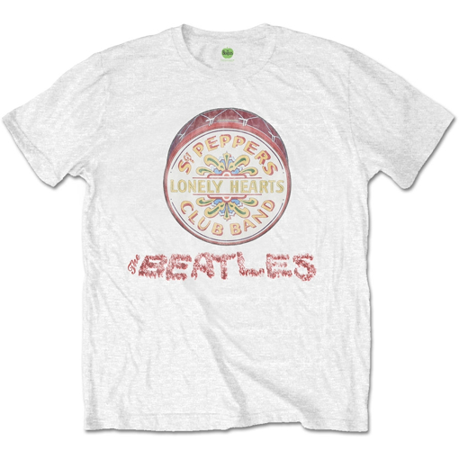 Picture of Beatles Adult T-Shirt: Sgt Pepper Drum Beatles Logo of Flowers
