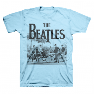 Picture of Beatles Adult T-Shirt: Beatles on Bicycles in Blue
