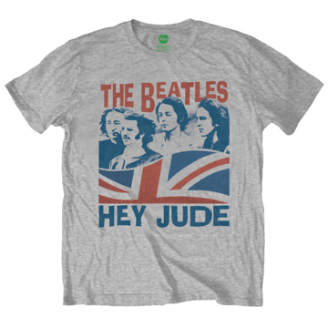 Picture of Beatles Adult T-Shirt: Beatles Hey Jude Flag  Grey