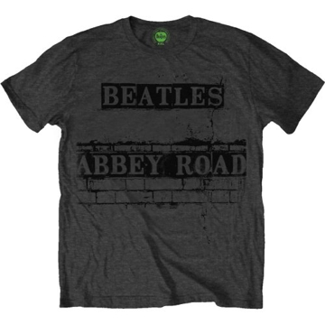 Picture of Beatles Adult T-Shirt: Abbey Road Sign Bricked Grey