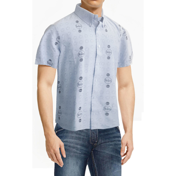Picture of Beatles Dress Shirt: Light Blue Drums and Apples Button Down
