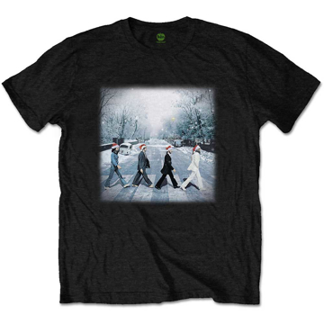 Picture of Beatles Adult T-Shirt: Beatles Abbey Road Christmas Tee (Black)