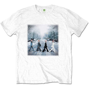 Picture of Beatles Adult T-Shirt: Beatles Abbey Road Christmas Tee (White)
