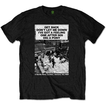 Picture of Beatles Adult T-Shirt: Beatles Get Back Rooftop Songs Black