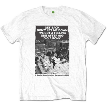 Picture of Beatles Adult T-Shirt: Beatles Get Back Rooftop Songs White