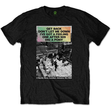 Picture of Beatles Adult T-Shirt: Beatles Get Back Rooftop Songs Black & White