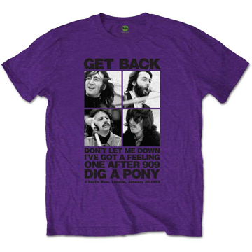 Picture of Beatles Adult T-Shirt: Beatles Get Back Rooftop Photo Panel - Purple